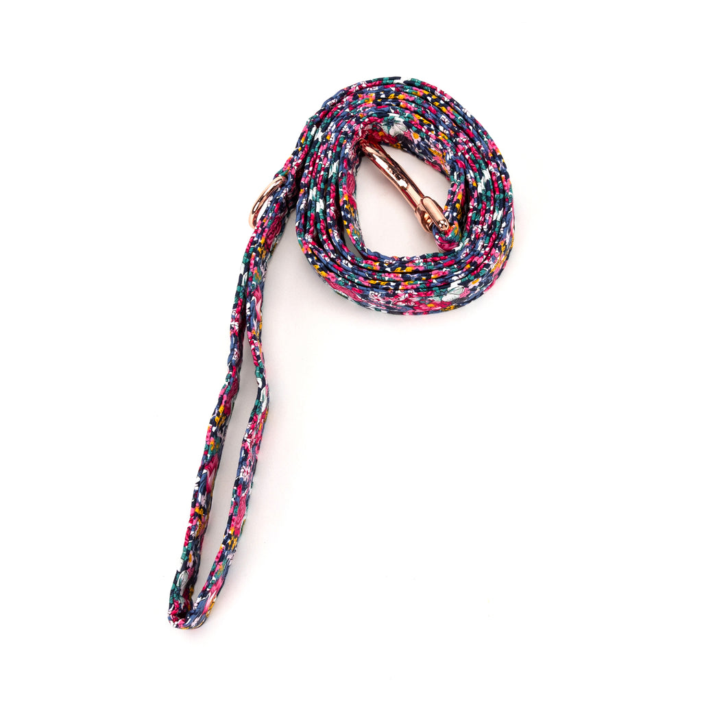 100% Cotton Adjustable Dog Leash  Blossom Blue rolled