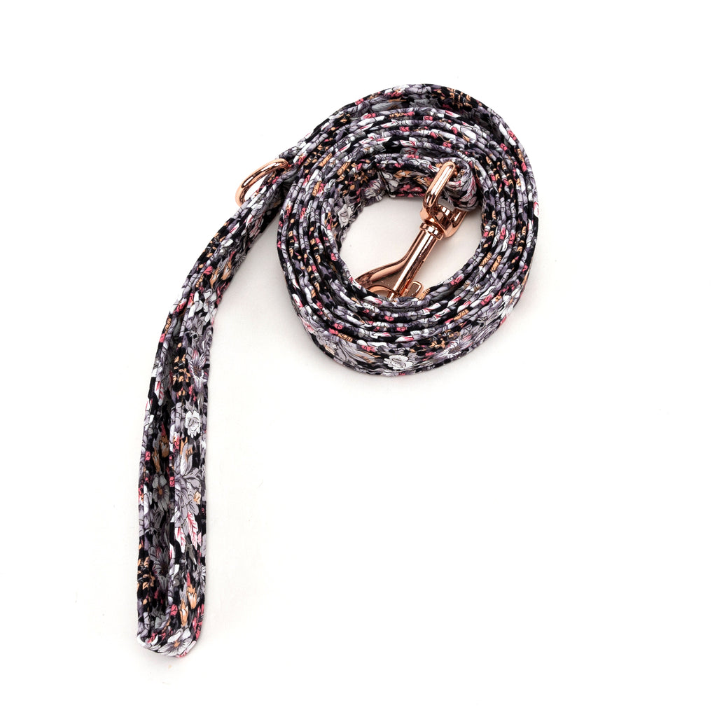 100% Cotton Adjustable Dog Leash Blossom Grey rolled