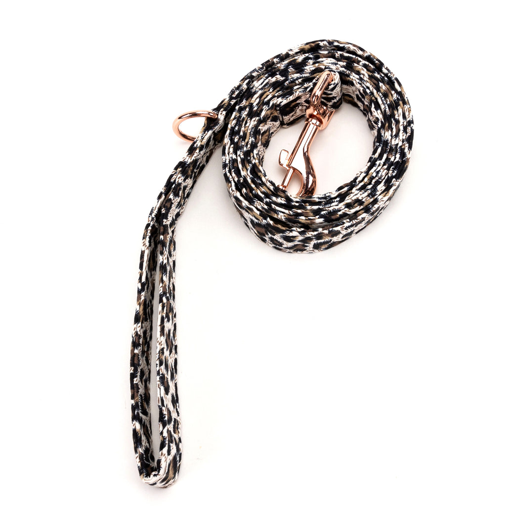 100% Cotton Adjustable Dog Leash  Leopard Brown rolled