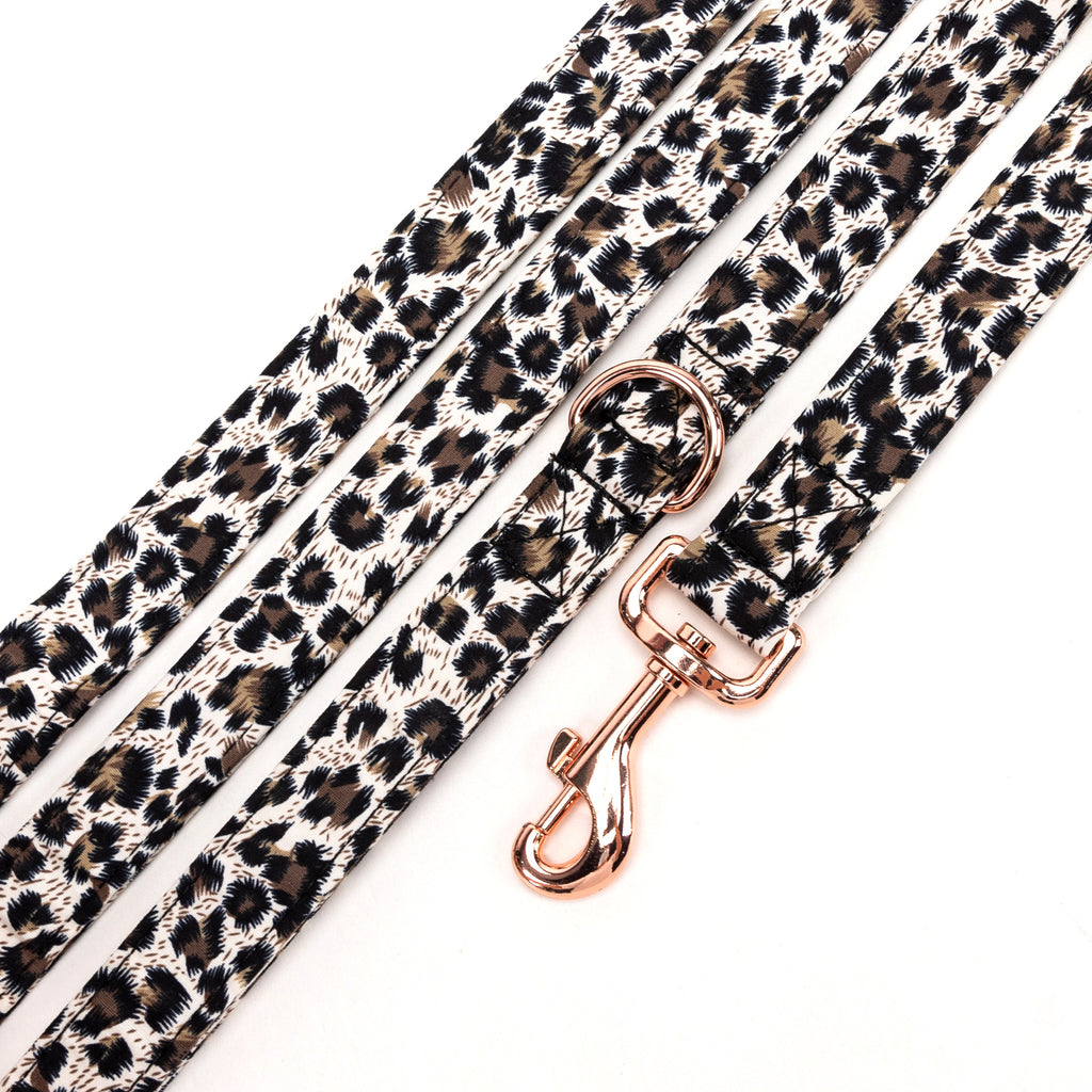 100% Cotton Adjustable Dog Leash  Leopard Brown detail