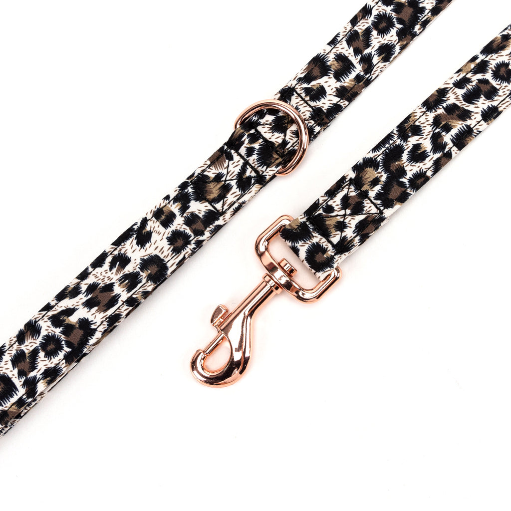 100% Cotton Adjustable Dog Leash  Leopard Brown hardware