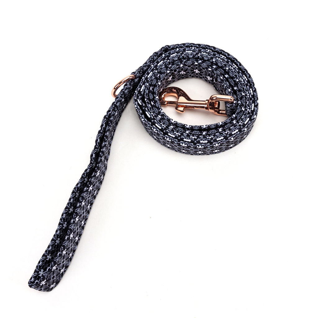 100% Cotton Adjustable Dog Leash   Chrome Hearts Black rolled