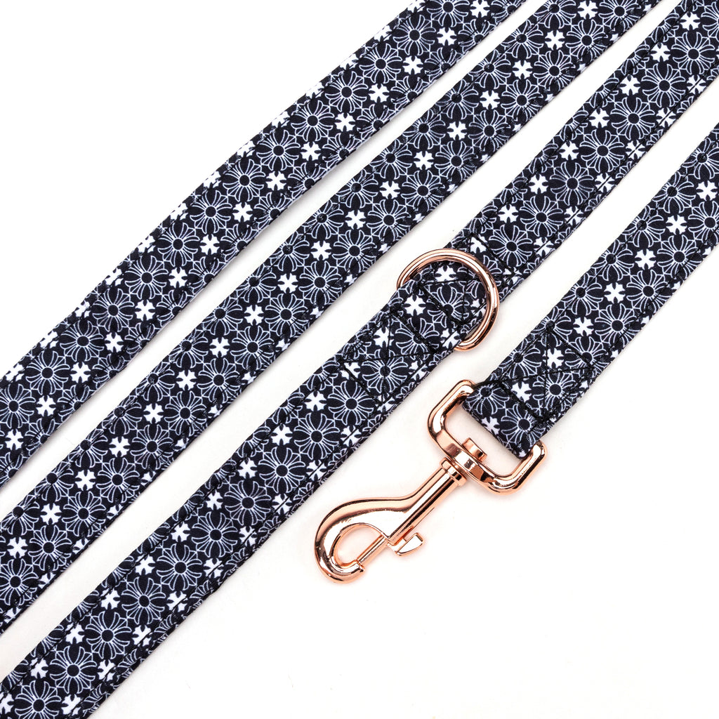 100% Cotton Adjustable Dog Leash   Chrome Hearts Black detail