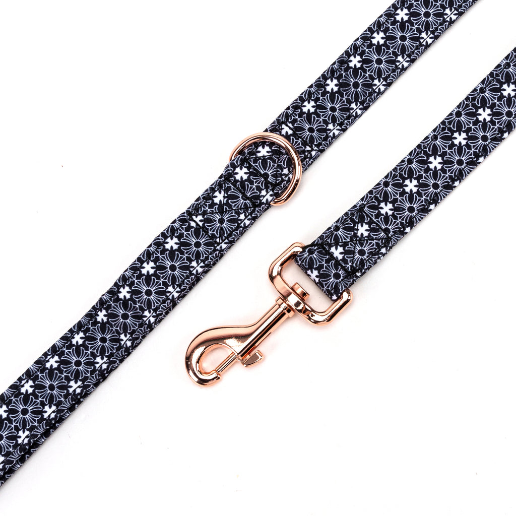 100% Cotton Adjustable Dog Leash   Chrome Hearts Black hardware