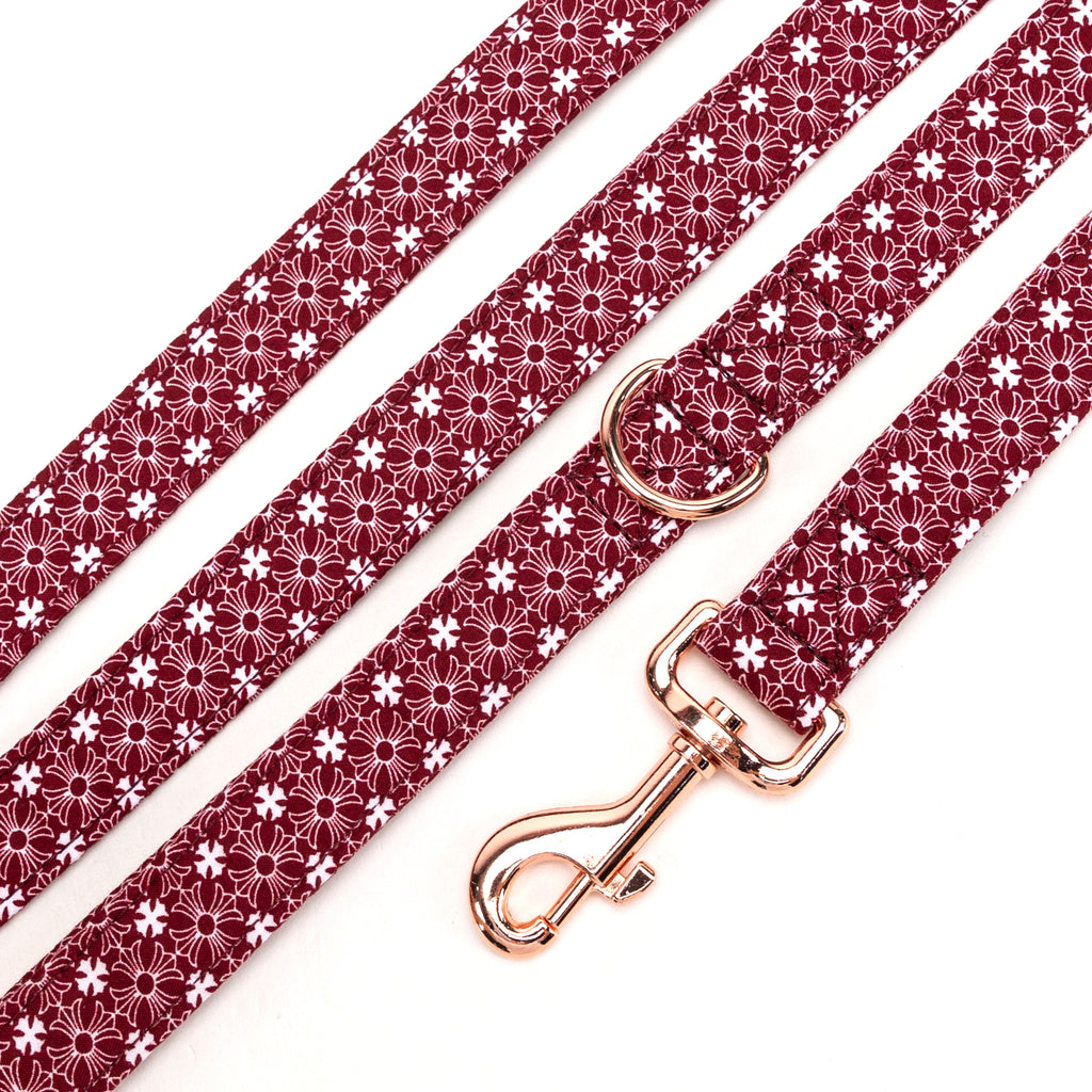 100% Cotton Adjustable Dog Leash   Chrome Hearts red detail