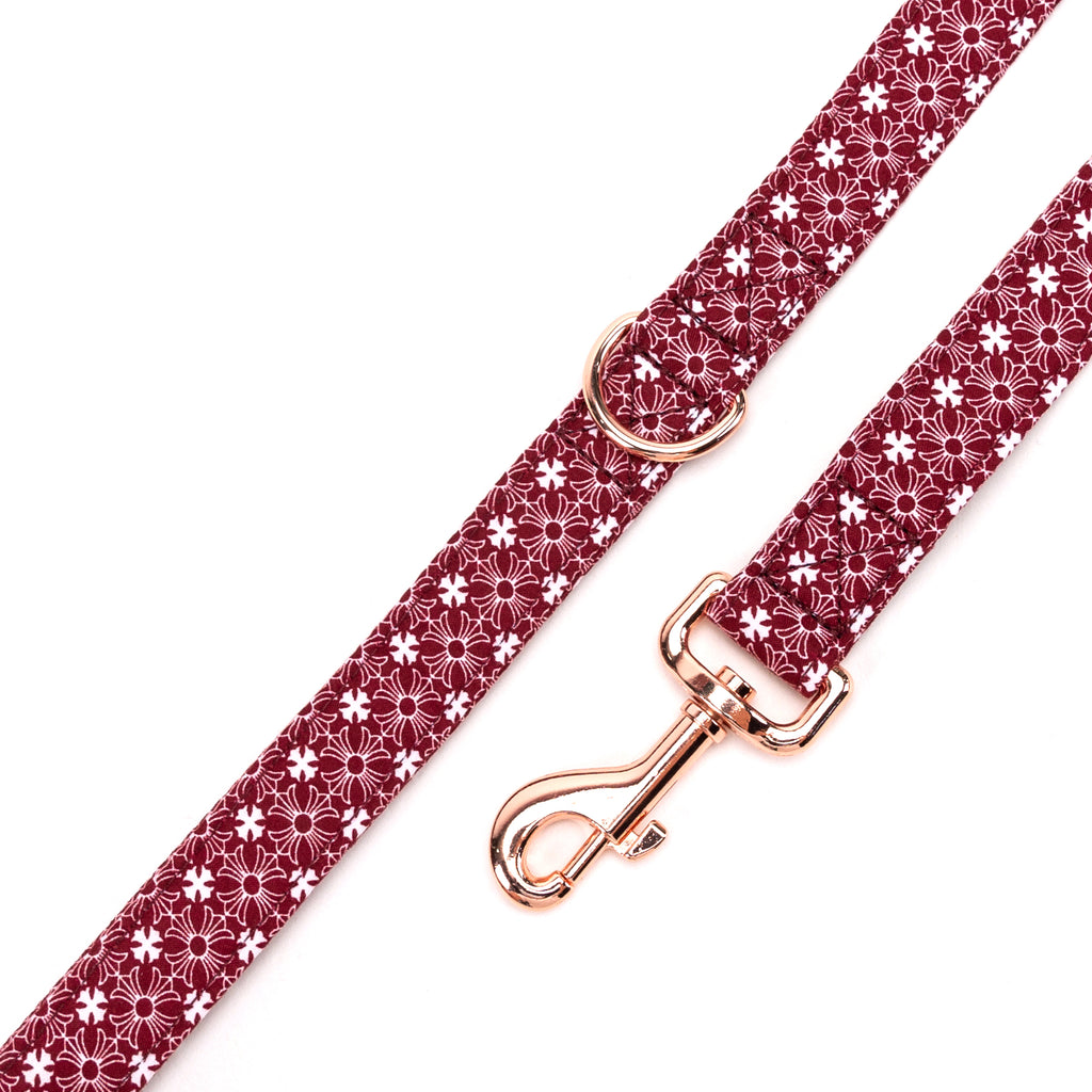 100% Cotton Adjustable Dog Leash   Chrome Hearts red hardware