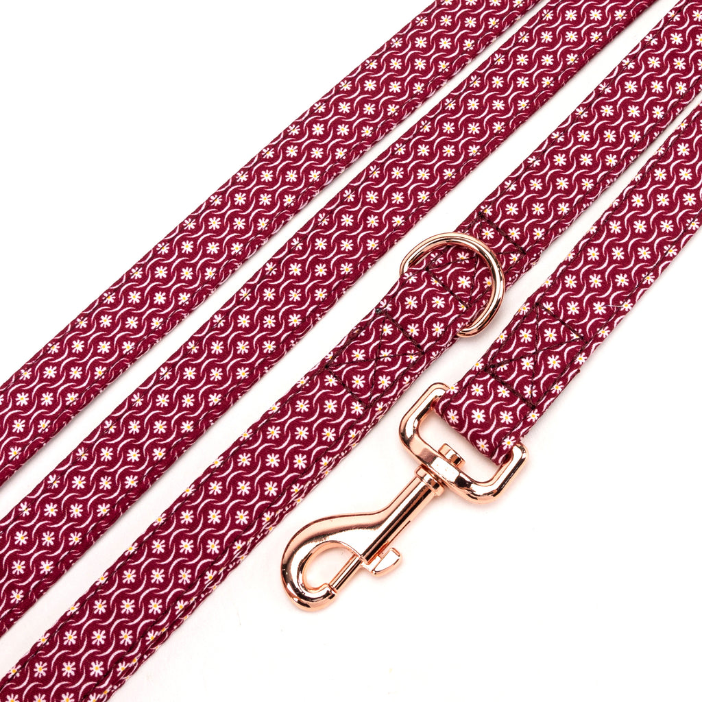 100% Cotton Adjustable Dog Leash  Heritage Red detail