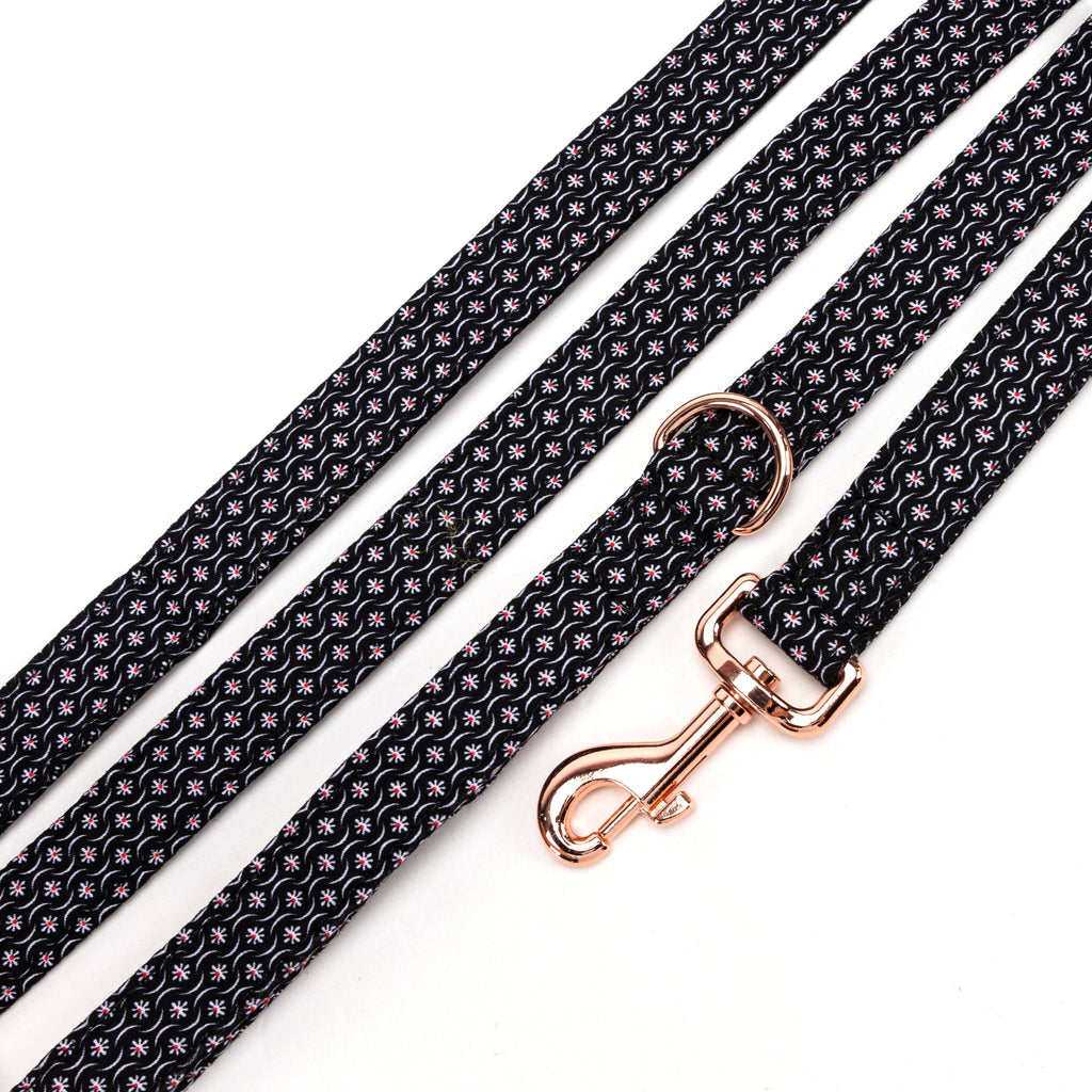100% Cotton Adjustable Dog Leash - Heritage Black detail
