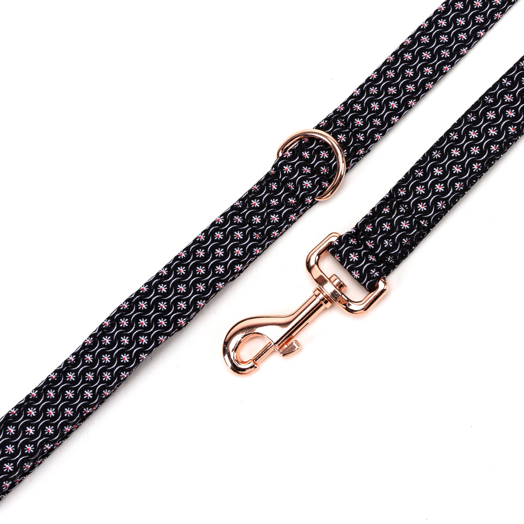 100% Cotton Adjustable Dog Leash - Heritage Black hardware
