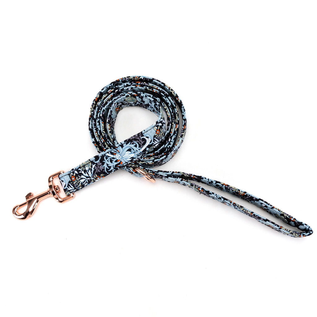 100% Cotton Adjustable Dog Leash  Vintage Floral Black main