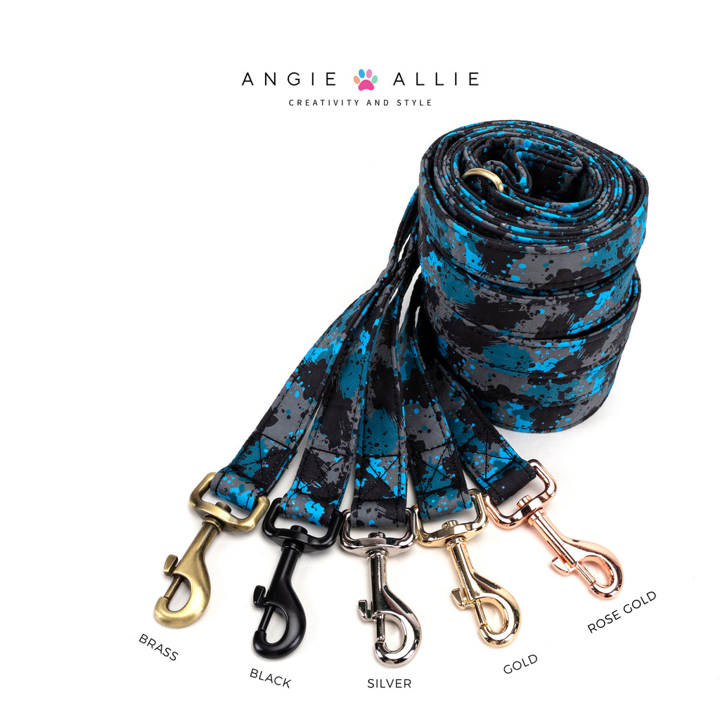 100% Cotton Adjustable Dog Leash Camouflage with brass, black, silver, gold, rose gold hardware