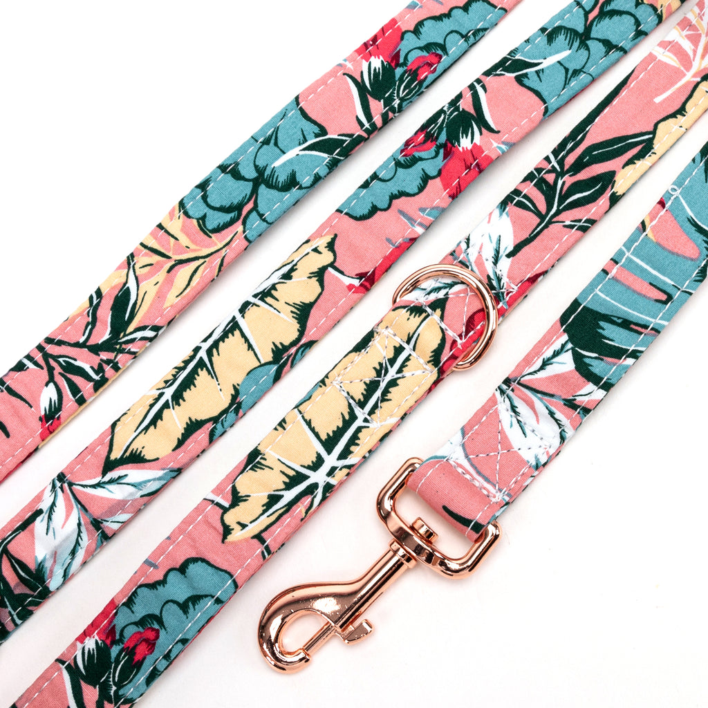 100% Cotton Adjustable Dog Leash Romantic Rose detail