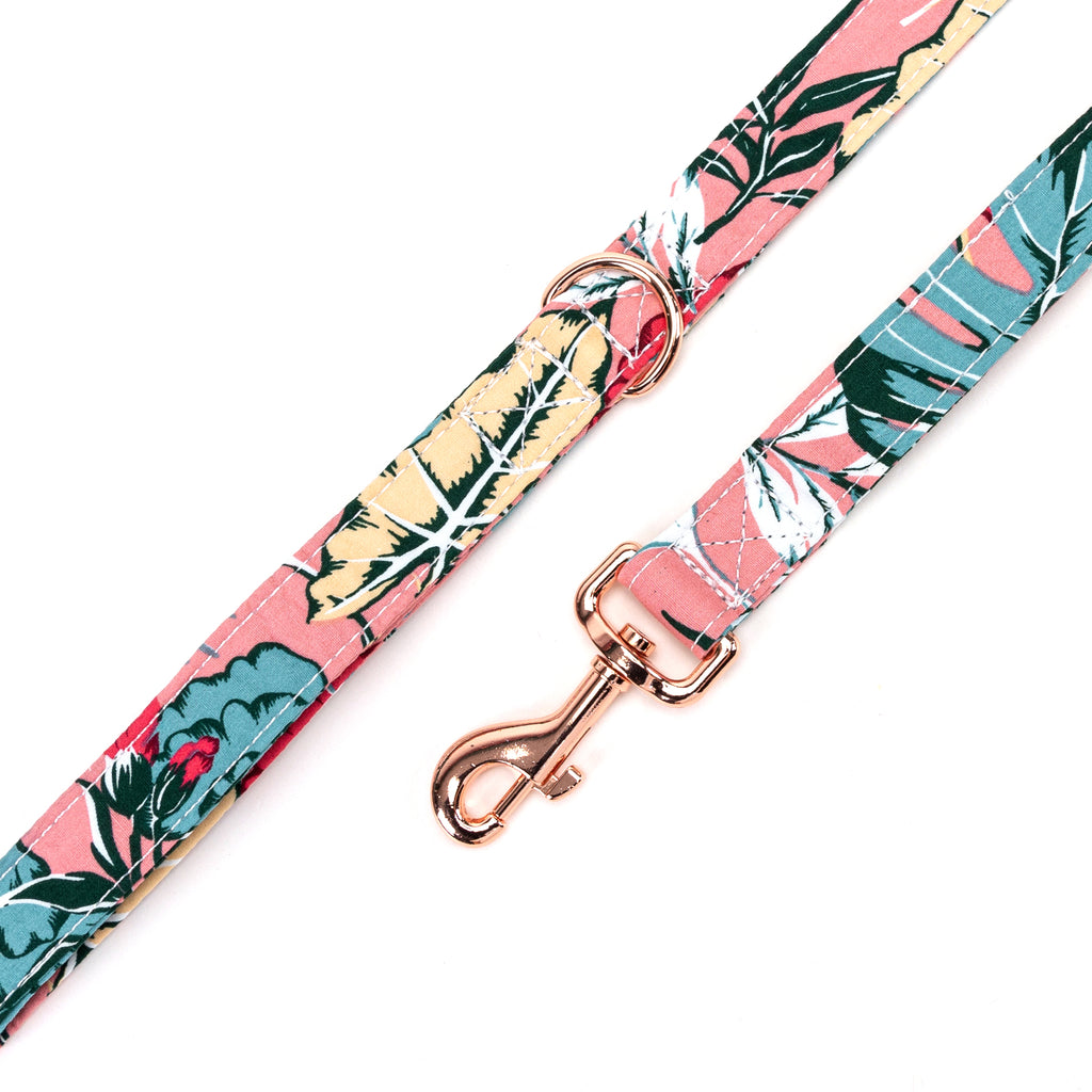 100% Cotton Adjustable Dog Leash Romantic Rose hardware