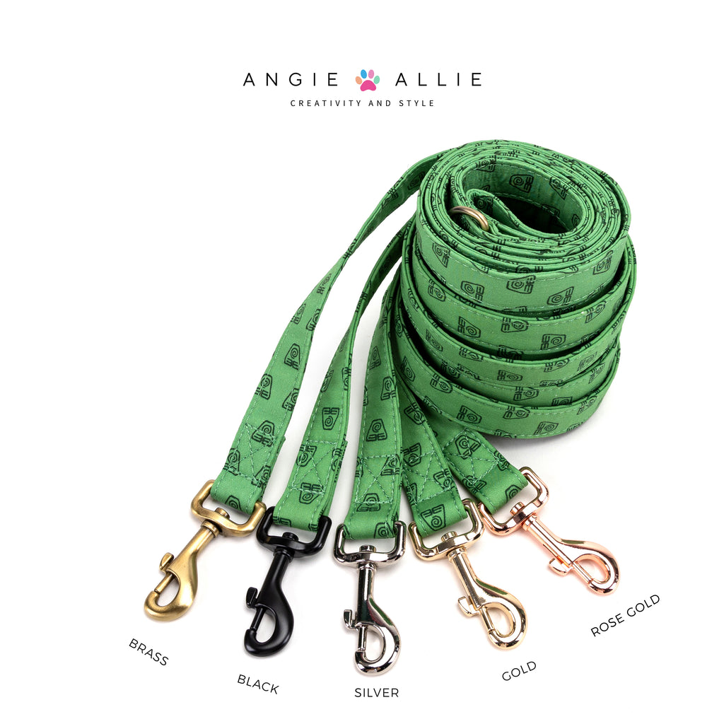 100% Cotton Adjustable Dog Leash Rose Gold  Avatar Earth Kingdom with brass, black, silver, gold, rose gold hardware
