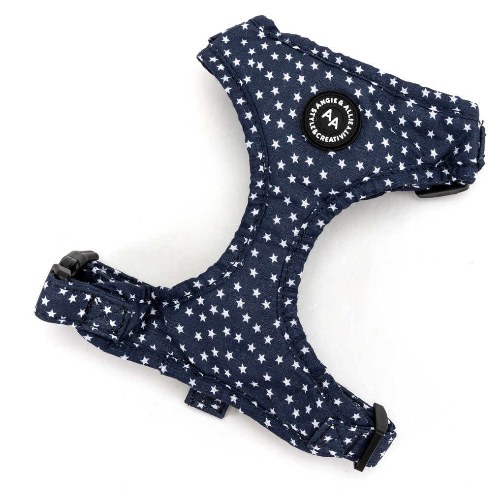 100% Cotton Adjustable No Pull Dog Harness Brass Stars main