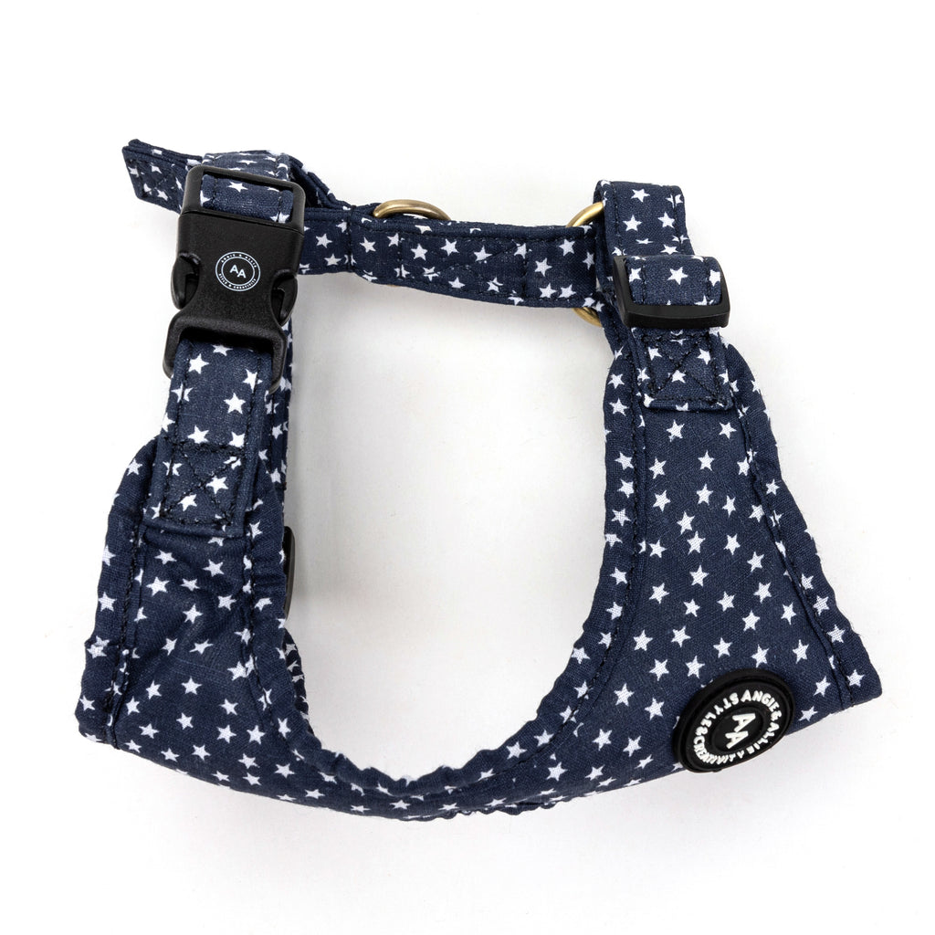 100% Cotton Adjustable No Pull Dog Harness Brass Stars side