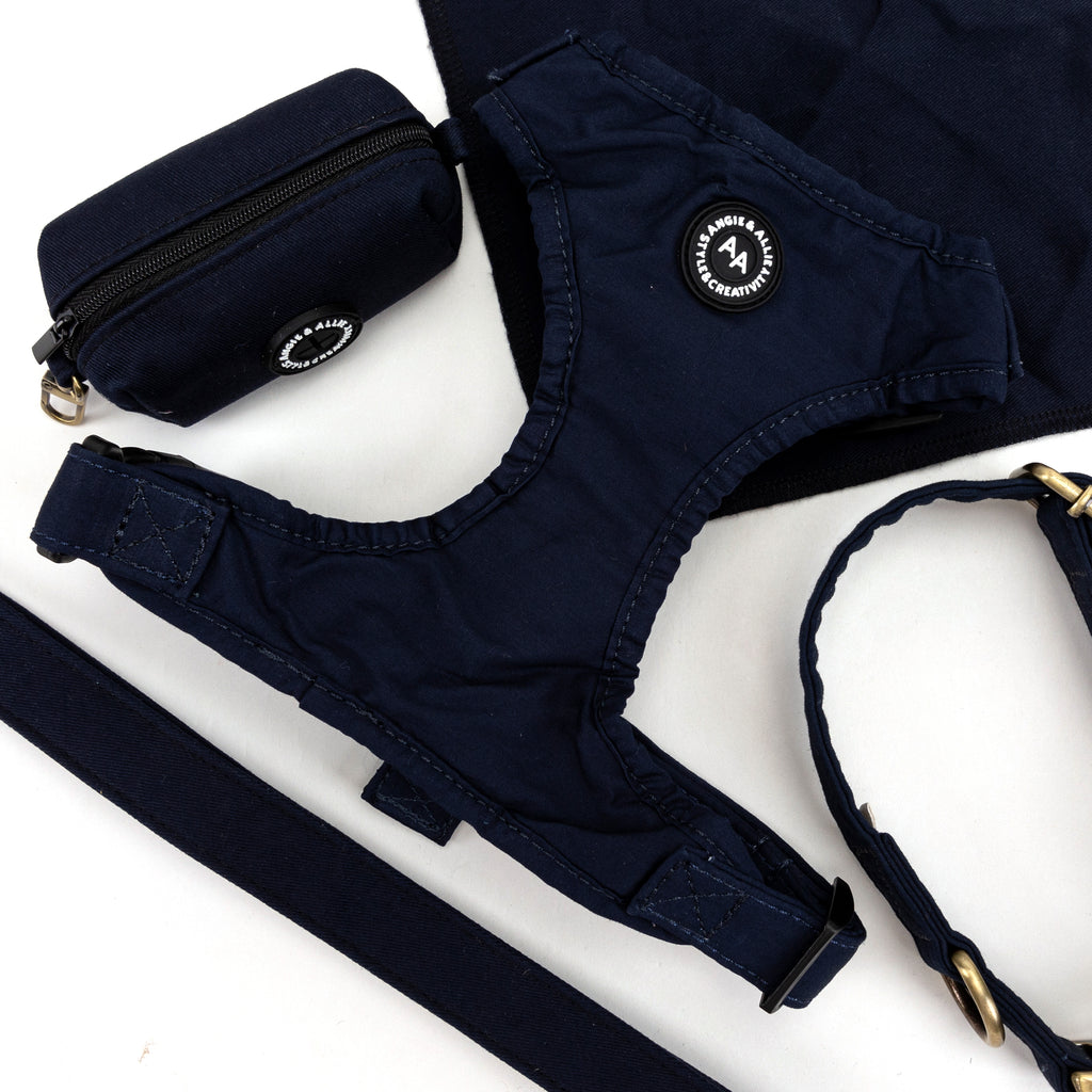 100% Cotton Adjustable No Pull Dog Harness Brass  Navy product series