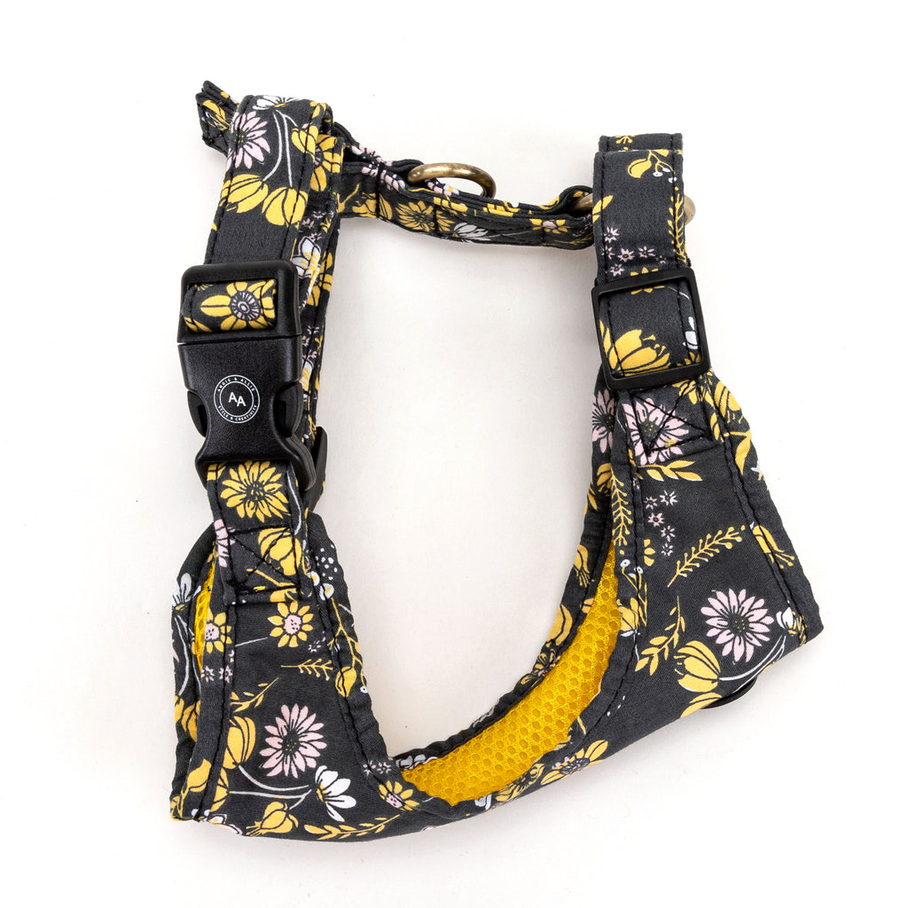 100% Cotton Adjustable No Pull Dog Harness Brass Daisy side