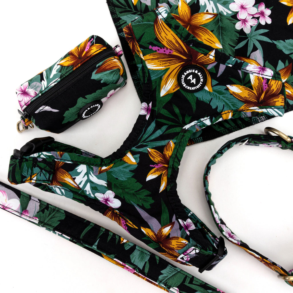 100% Cotton Adjustable No Pull Dog Harness Brass  Tropical Night product series