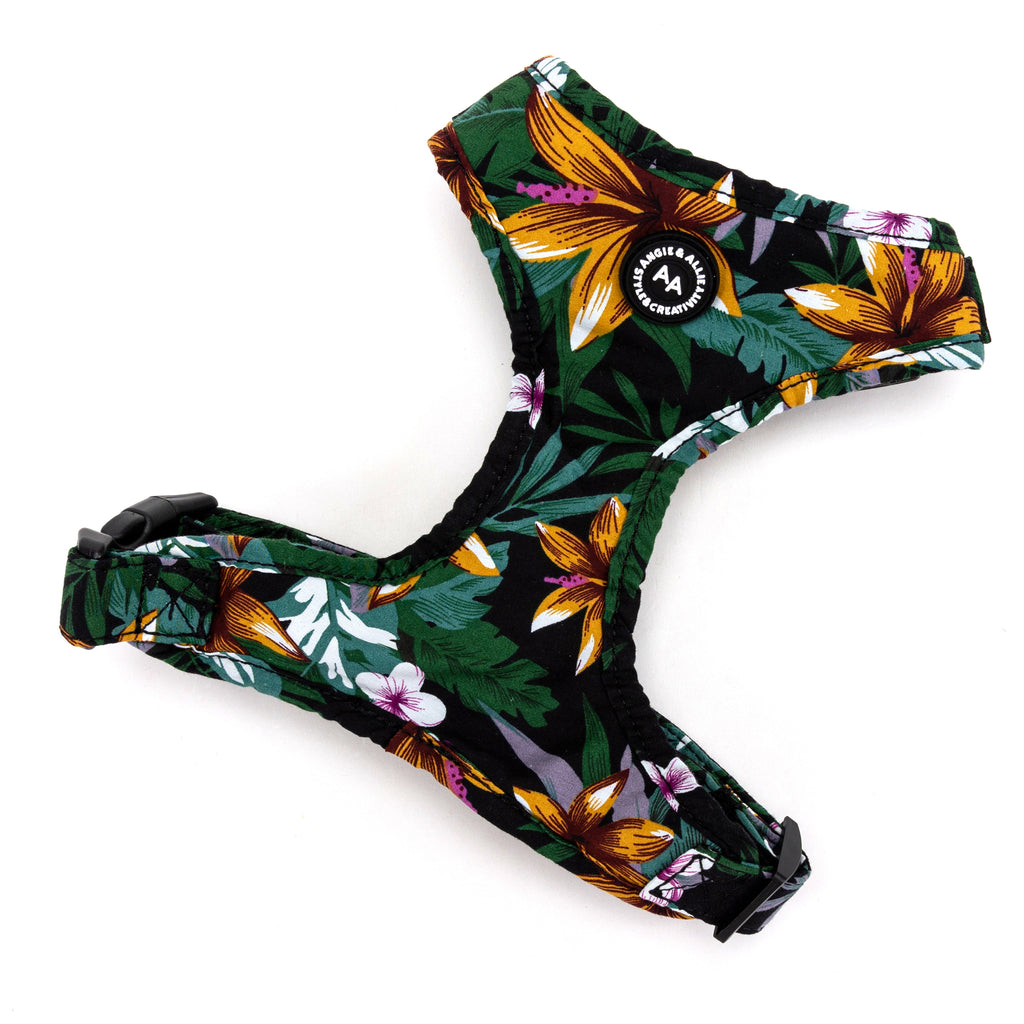 100% Cotton Adjustable No Pull Dog Harness Brass  Tropical Night main