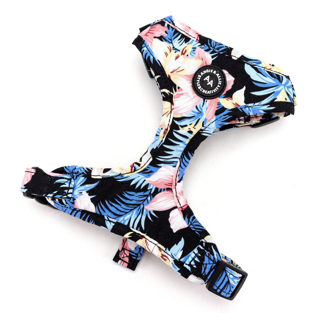 100% Cotton Adjustable No Pull Dog Harness Brass Tropical Pinky main