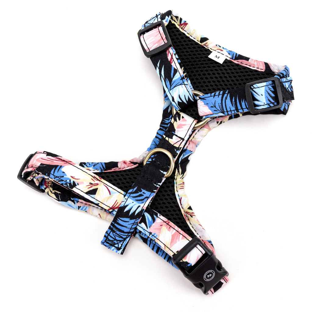 100% Cotton Adjustable No Pull Dog Harness Brass Tropical Pinky back