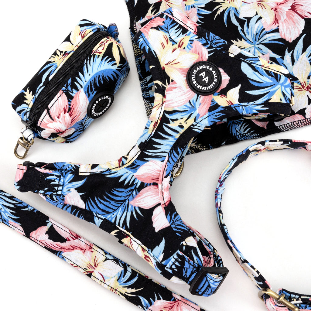 100% Cotton Adjustable No Pull Dog Harness Brass Tropical Pinky products series