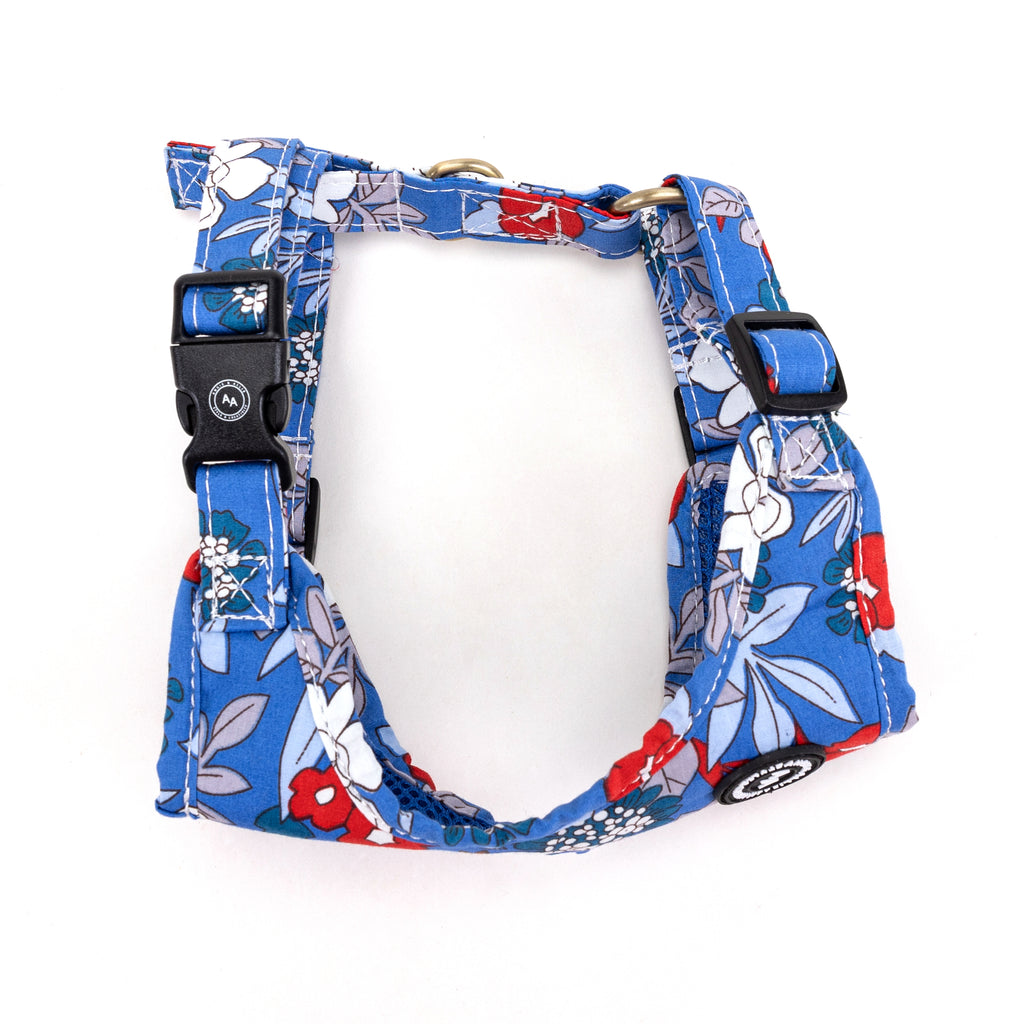 100% Cotton Adjustable No Pull Dog Harness Brass Rhododendron side