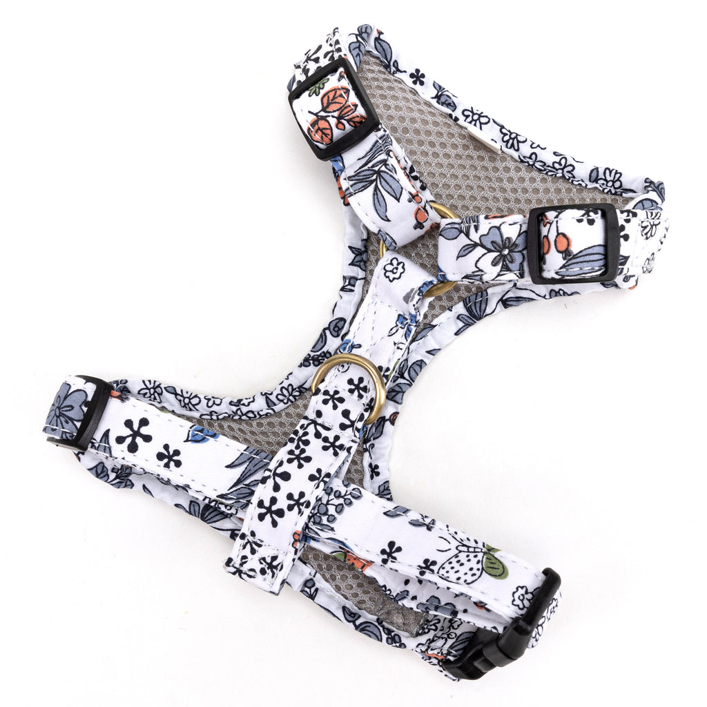 100% Cotton Adjustable No Pull Dog Harness Brass Spring Valley back