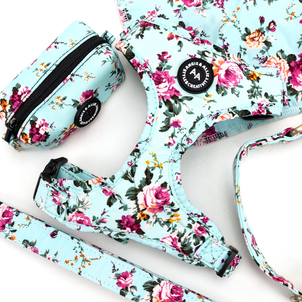 100% Cotton Adjustable Dog Vest Harness Bouquet Blue accessories