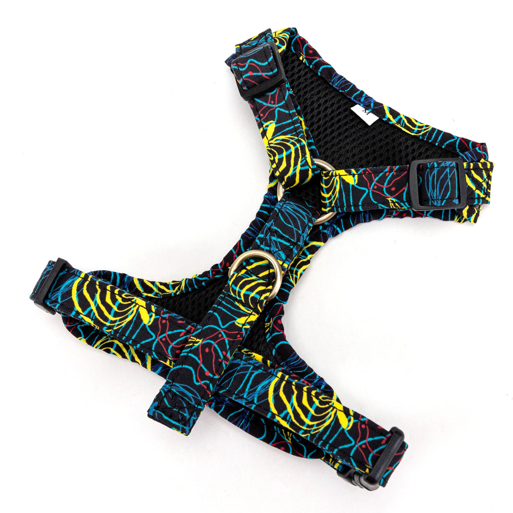 100% Cotton Adjustable No Pull Dog Harness Brass Seaside back