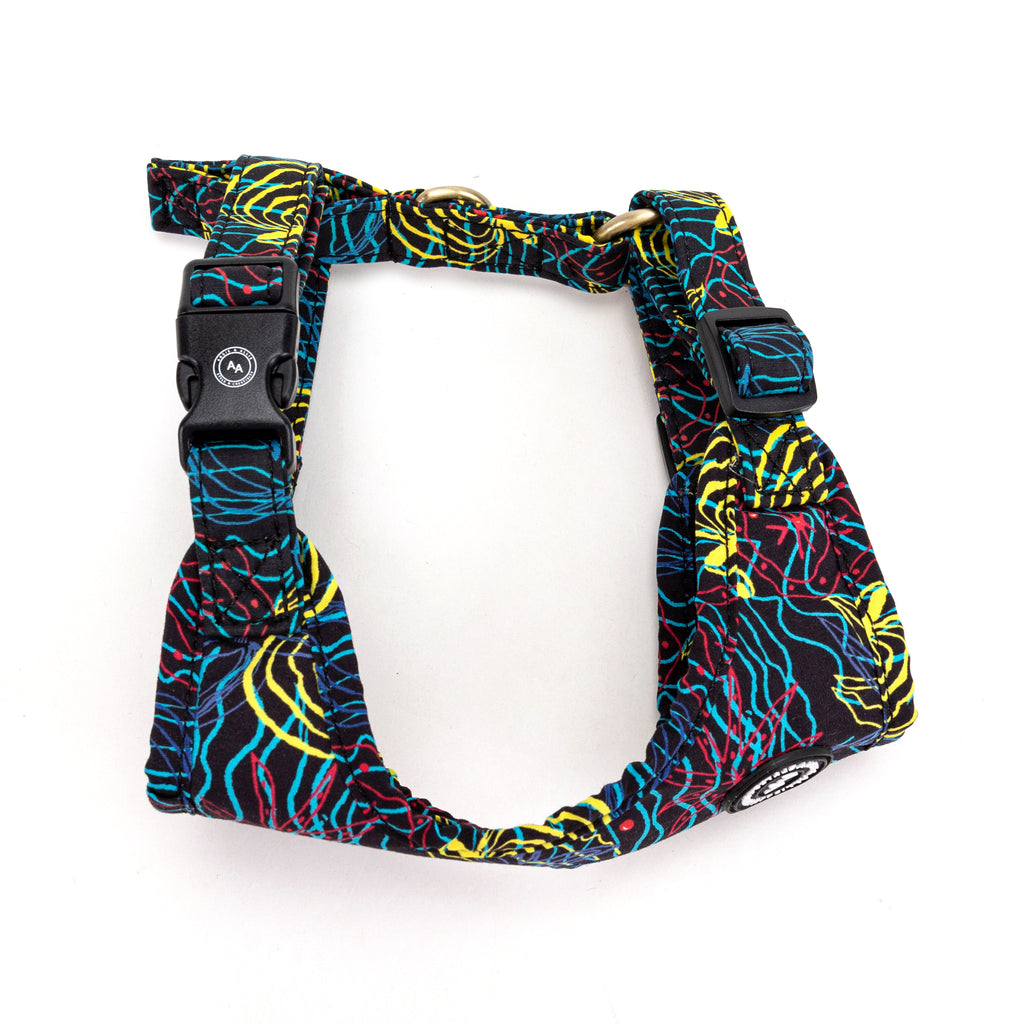 100% Cotton Adjustable No Pull Dog Harness Brass Seaside side