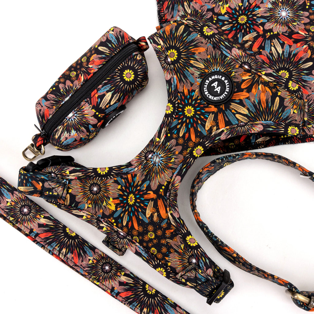 100% Cotton Adjustable No Pull Dog Harness Brass Sunflowers products series