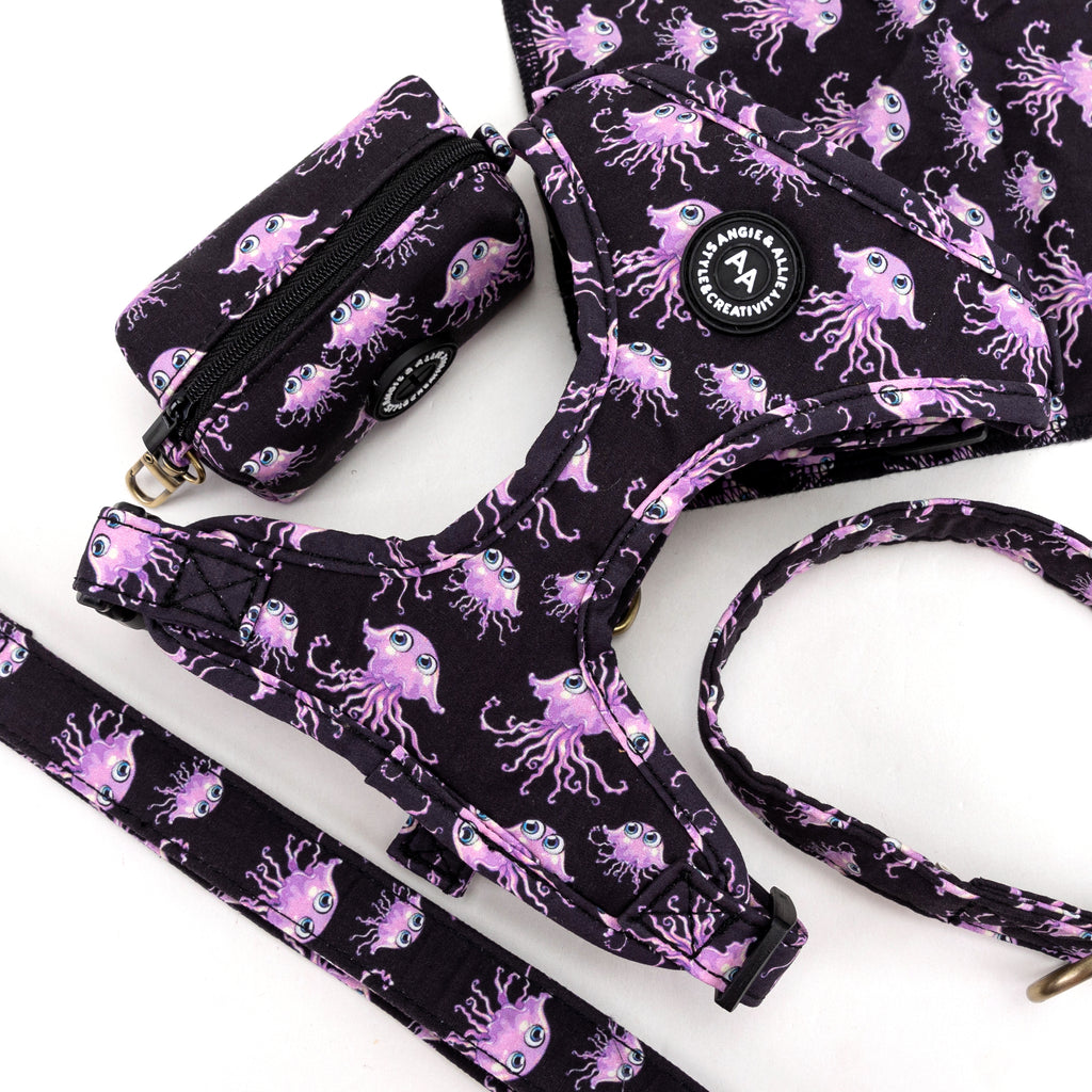 100% Cotton Adjustable No Pull Dog Harness Brass Jellyfish products series