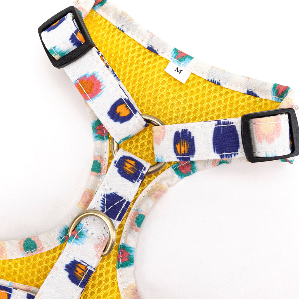 100% Cotton Adjustable No Pull Dog Harness Brass Colorful leopard hardware