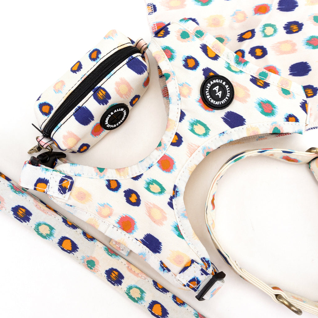 100% Cotton Adjustable No Pull Dog Harness Brass Colorful leopard products series