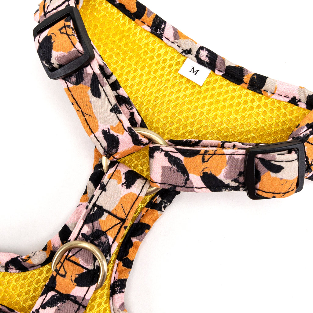 100% Cotton Adjustable No Pull Dog Harness Brass Leopard hardware
