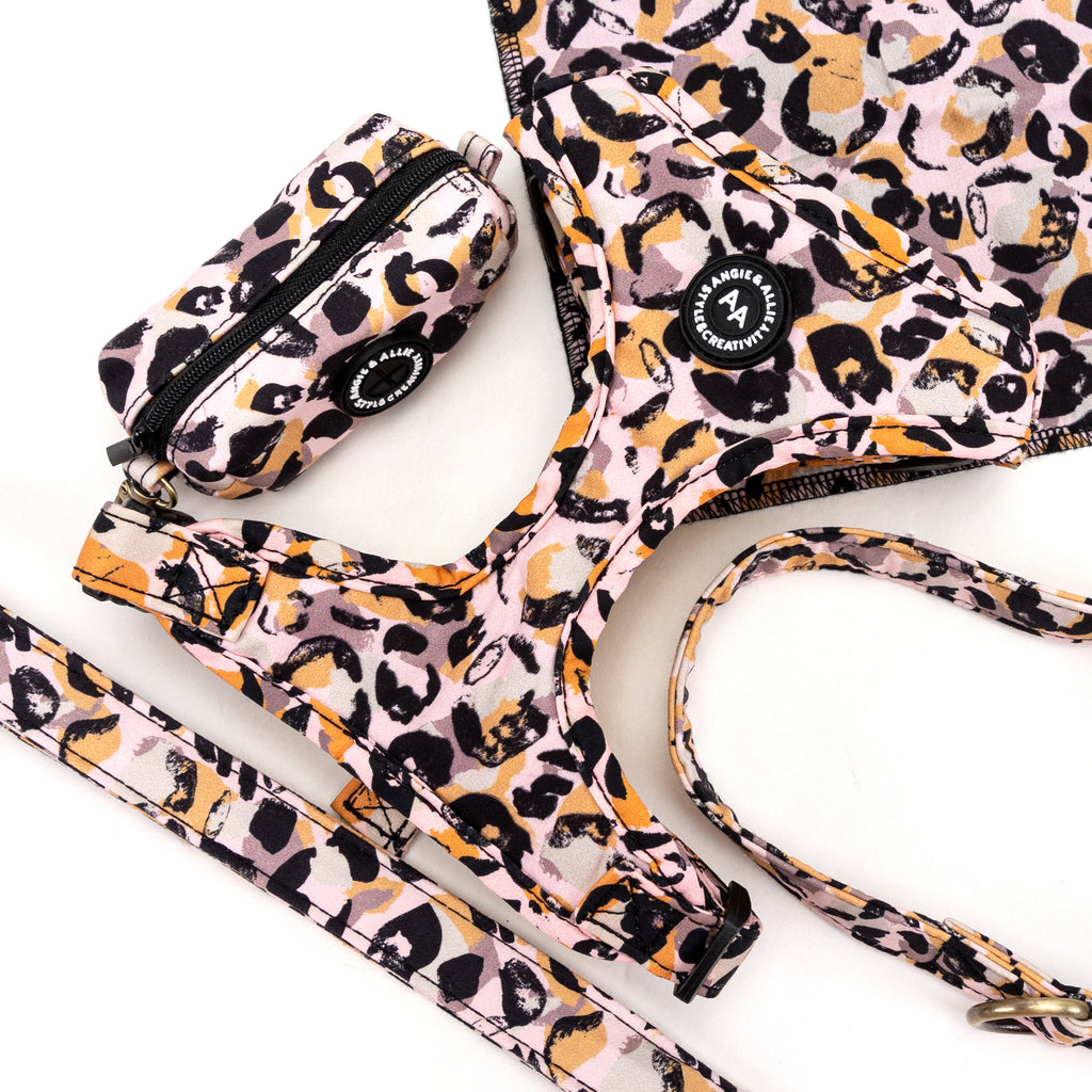 100% Cotton Adjustable No Pull Dog Harness Brass Leopard products series
