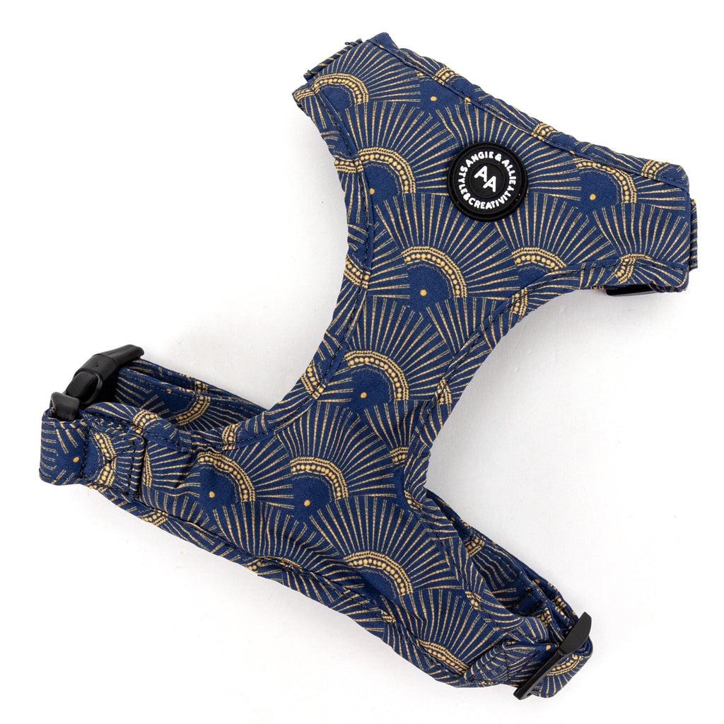 100% Cotton Adjustable Dog Vest Harness Japanese Waves front