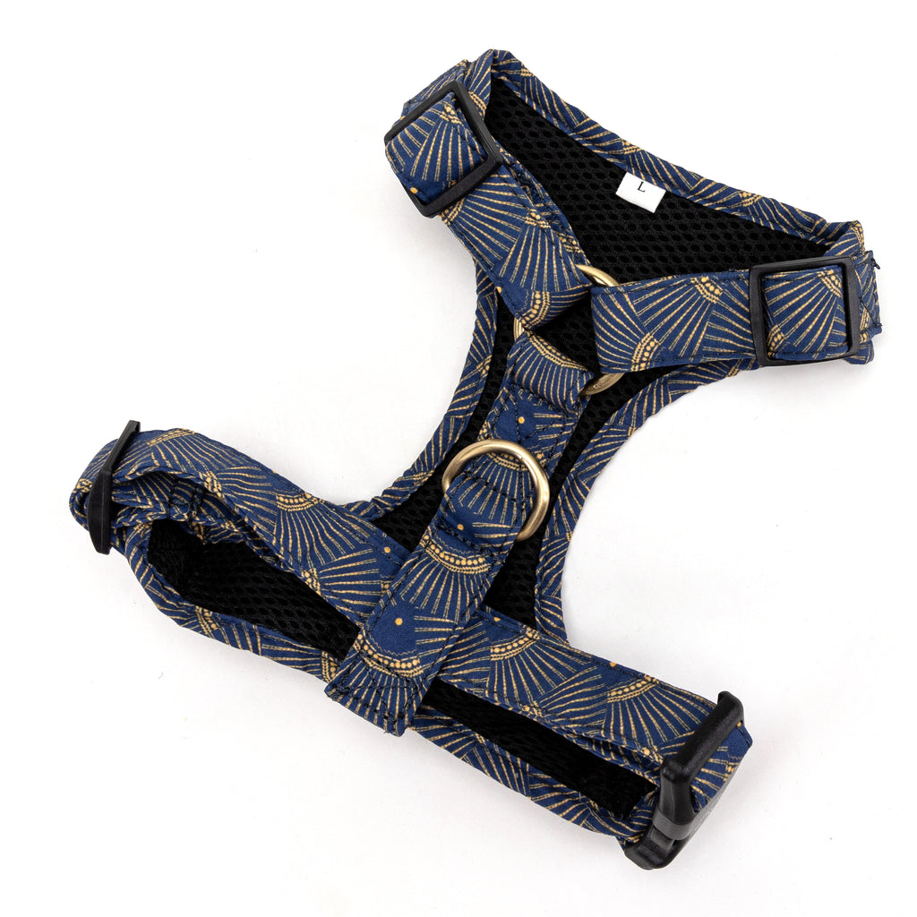 100% Cotton Adjustable Dog Vest Harness Japanese Waves back