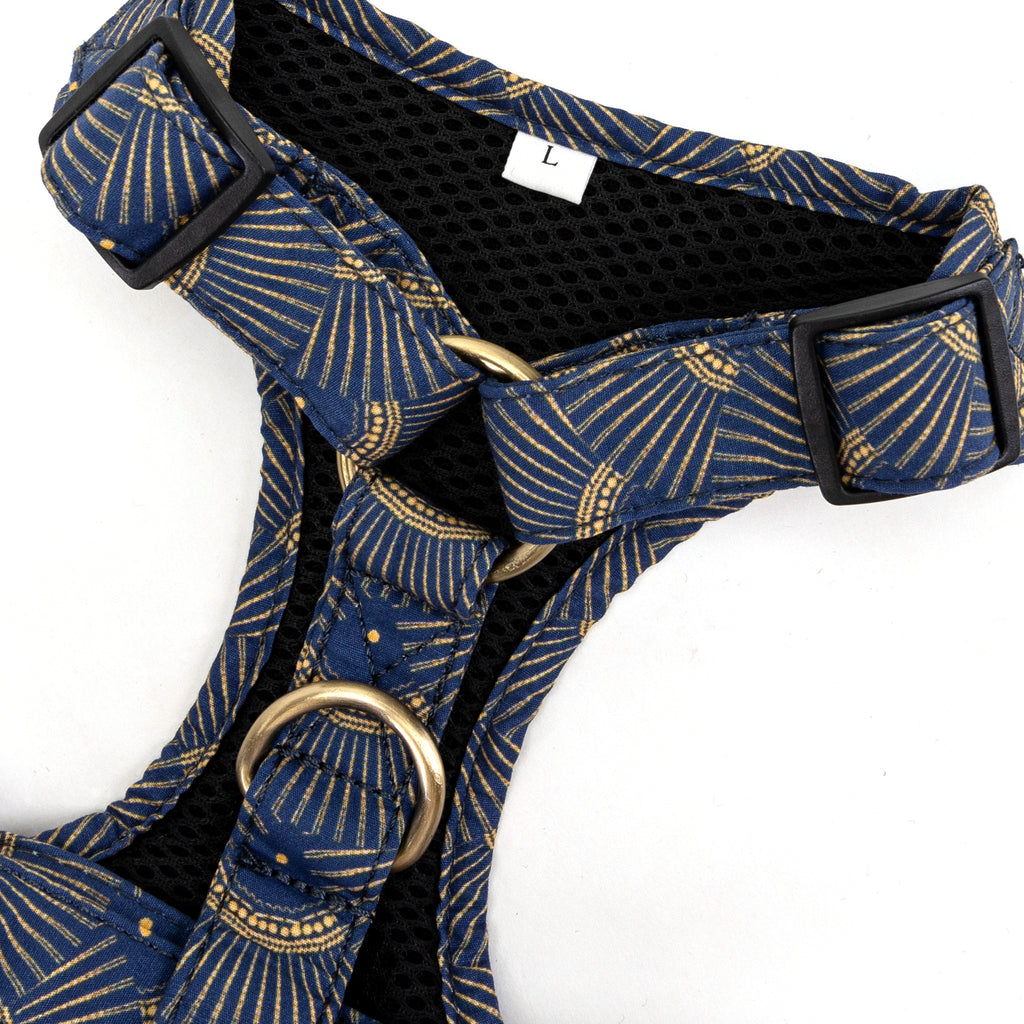 100% Cotton Adjustable Dog Vest Harness Japanese Waves detail