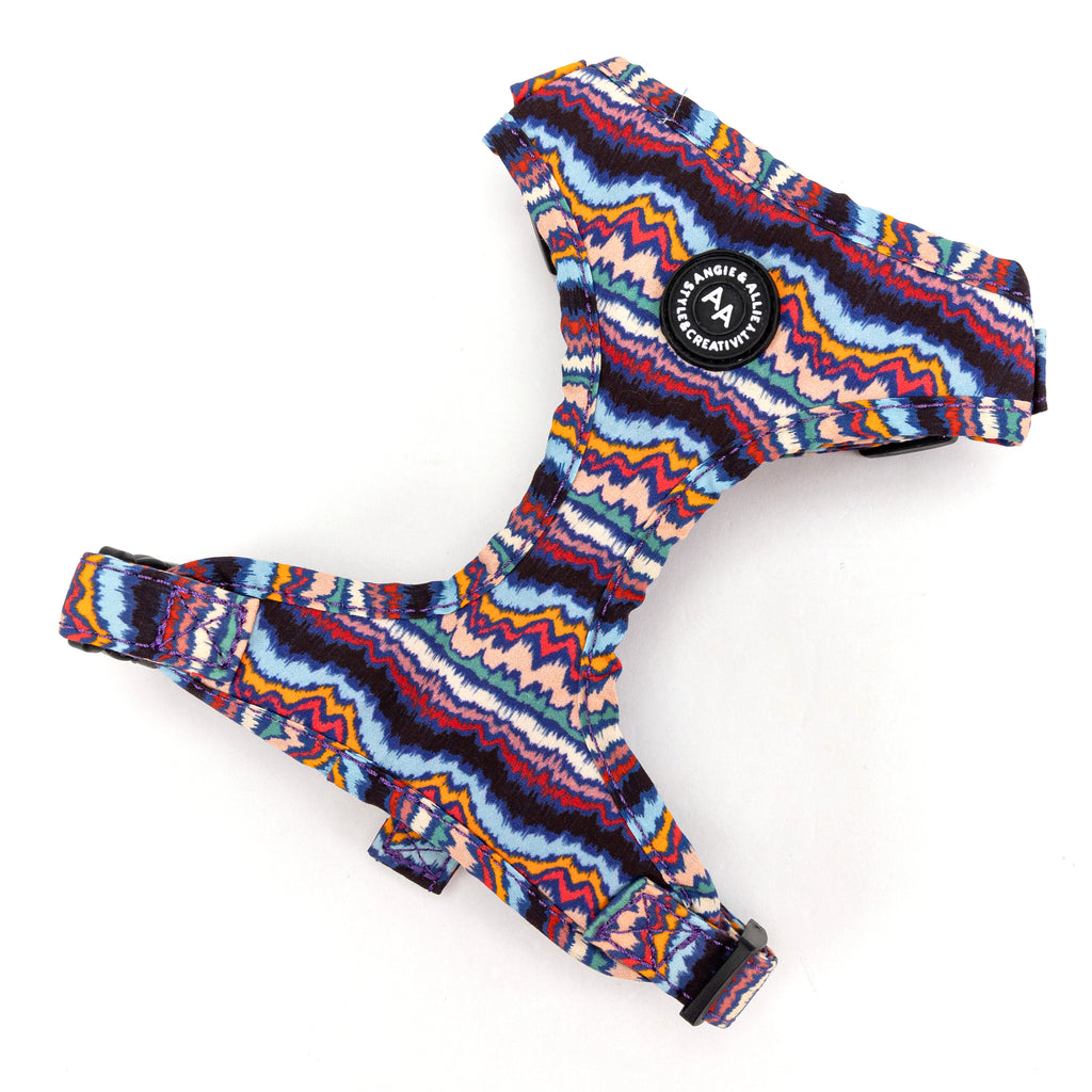 100% Cotton Adjustable No Pull Dog Harness Brass Stripes ethnic main