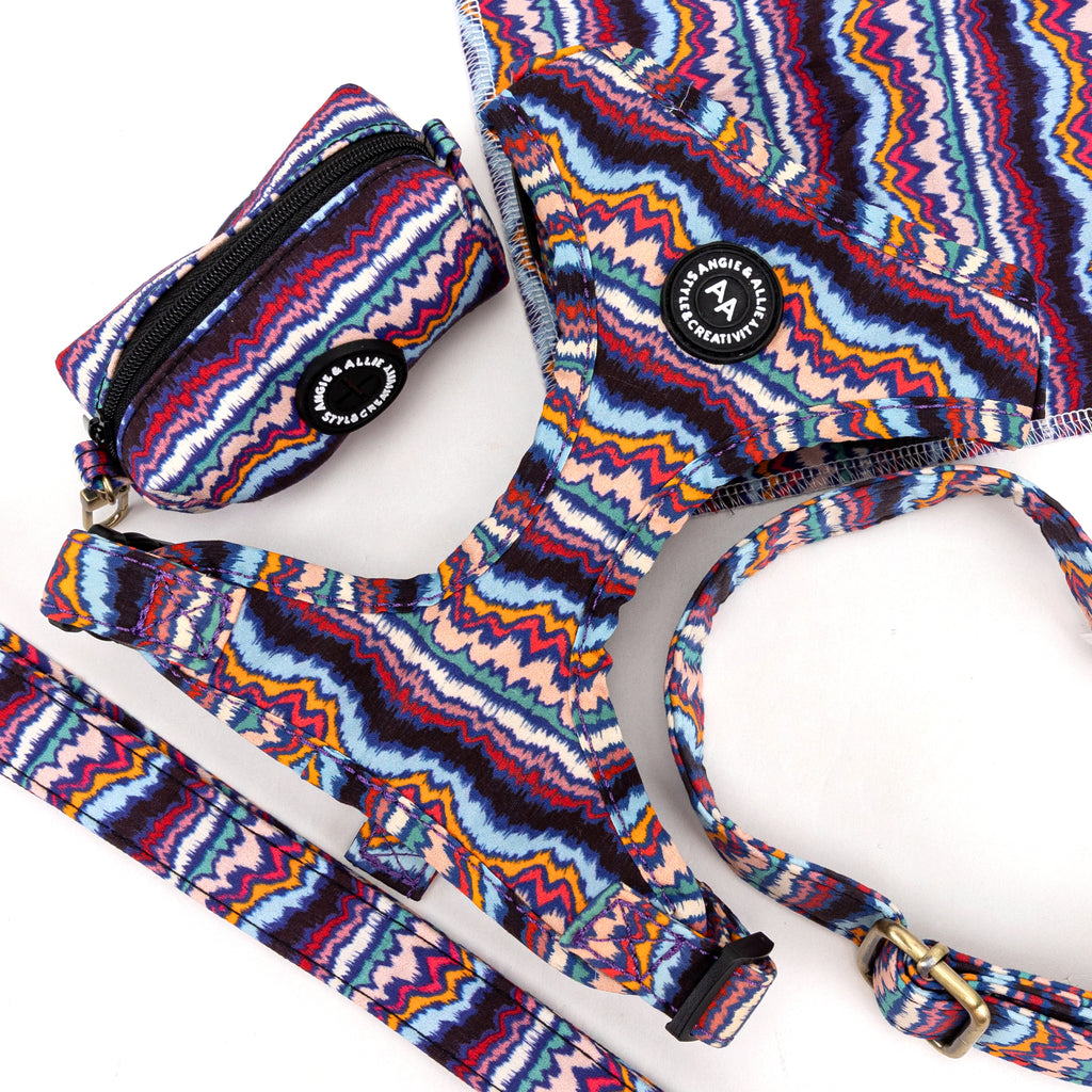 100% Cotton Adjustable No Pull Dog Harness Brass Stripes ethnic products series