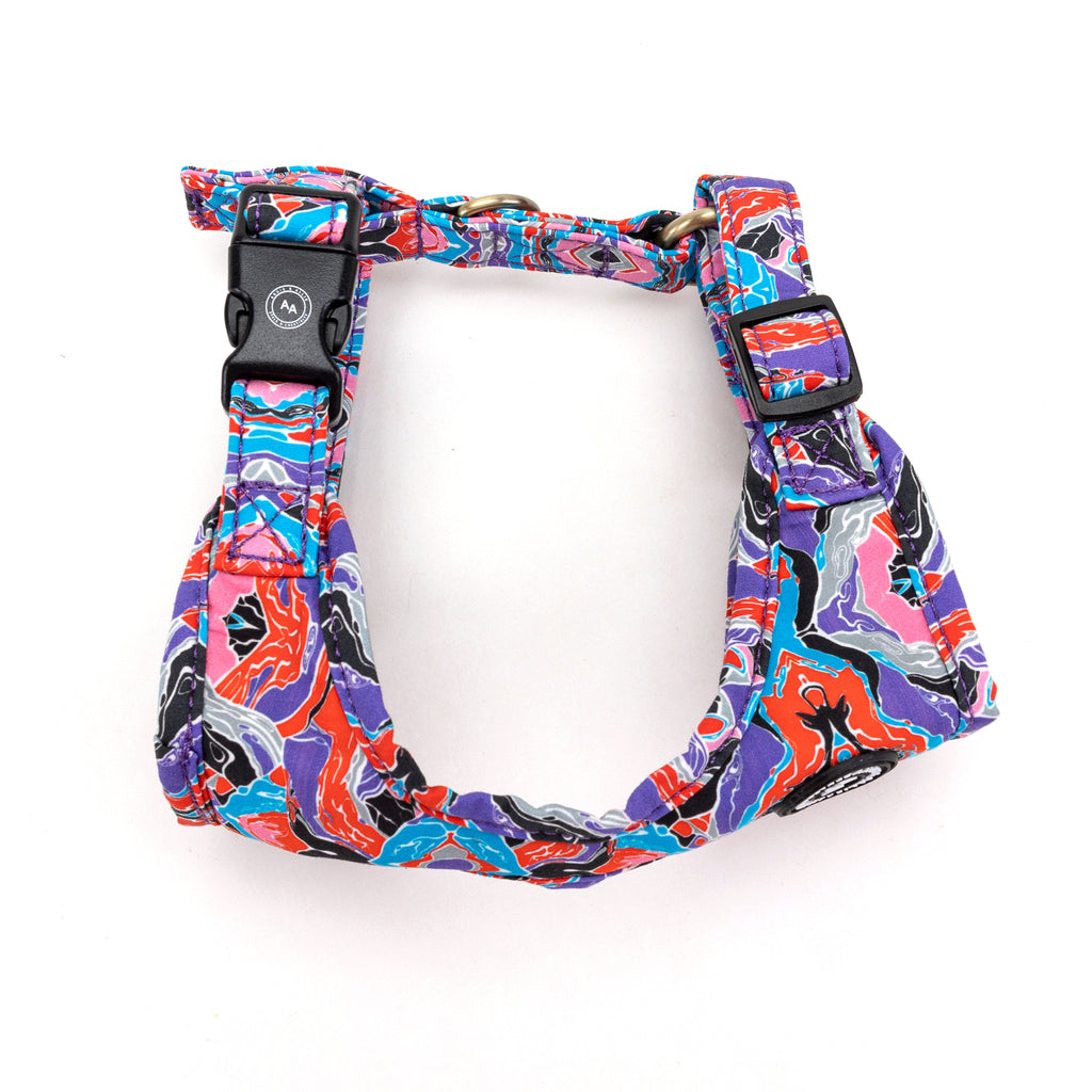100% Cotton Adjustable No Pull Dog Harness Brass Fantasy side