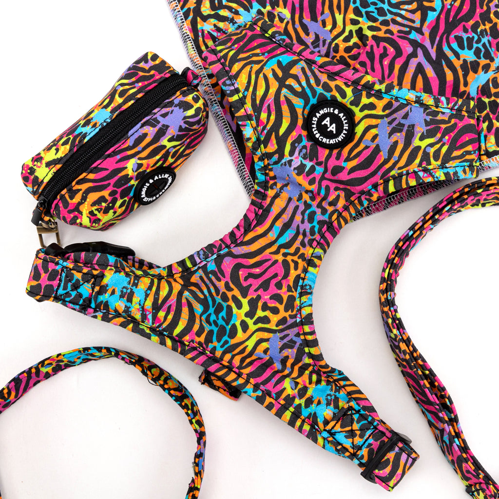 100% Cotton Adjustable No Pull Dog Harness Brass Colorful Wildlife products series