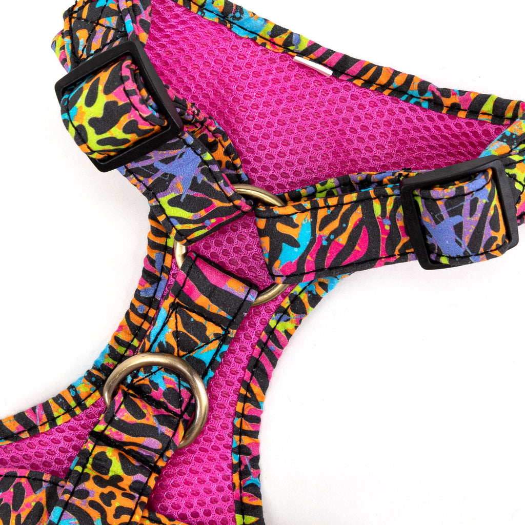 100% Cotton Adjustable No Pull Dog Harness Brass Colorful Wildlife hardware