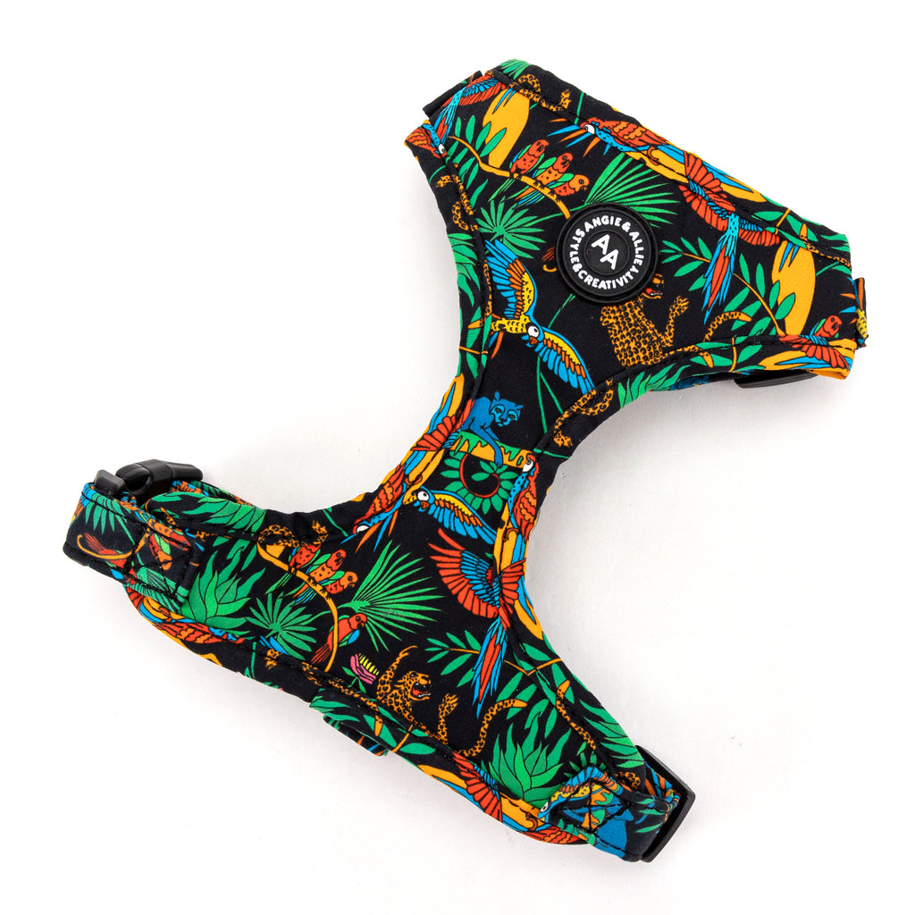 100% Cotton Adjustable No Pull Dog Harness Brass Jungle main