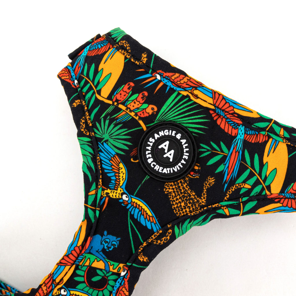 100% Cotton Adjustable No Pull Dog Harness Brass Jungle detail