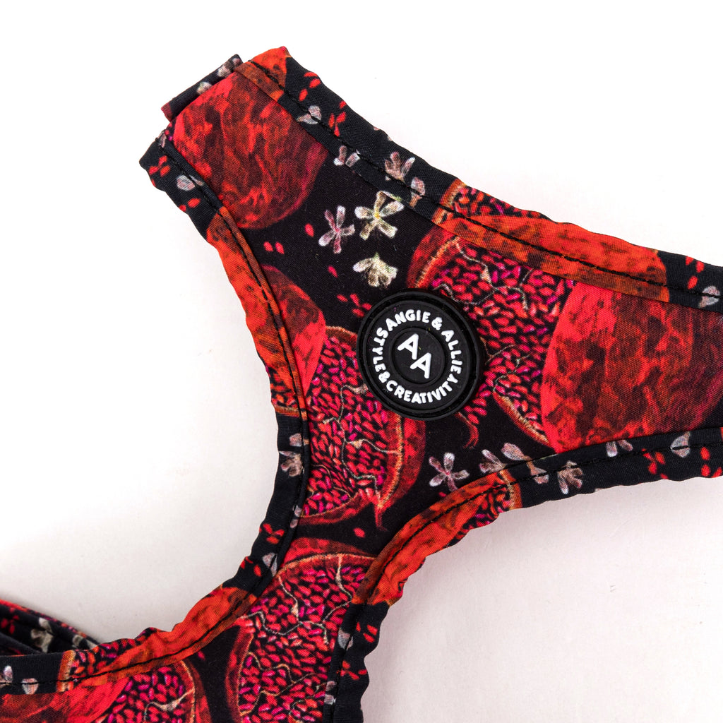 100% Cotton Adjustable No Pull Dog Harness Brass Pomegranate detail