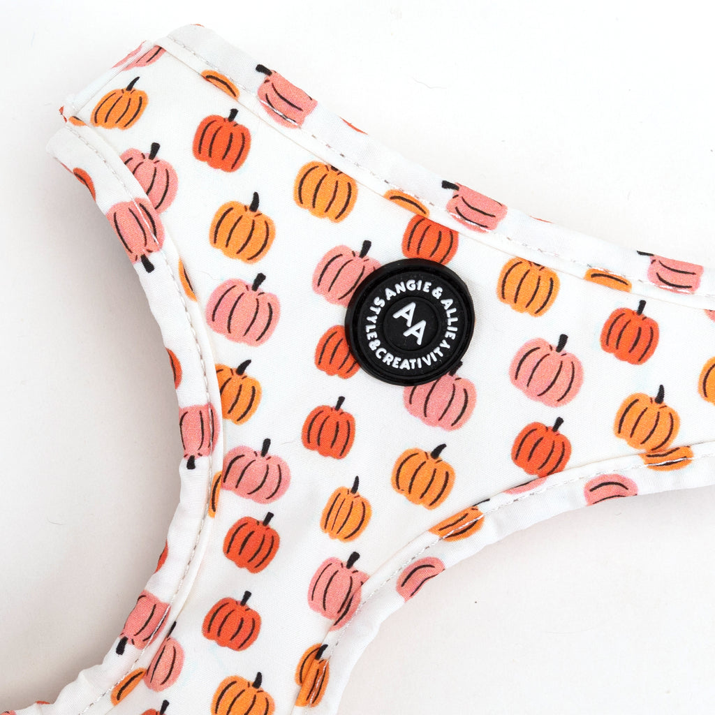100% Cotton Adjustable No Pull Dog Harness Silver Love Halloween detail